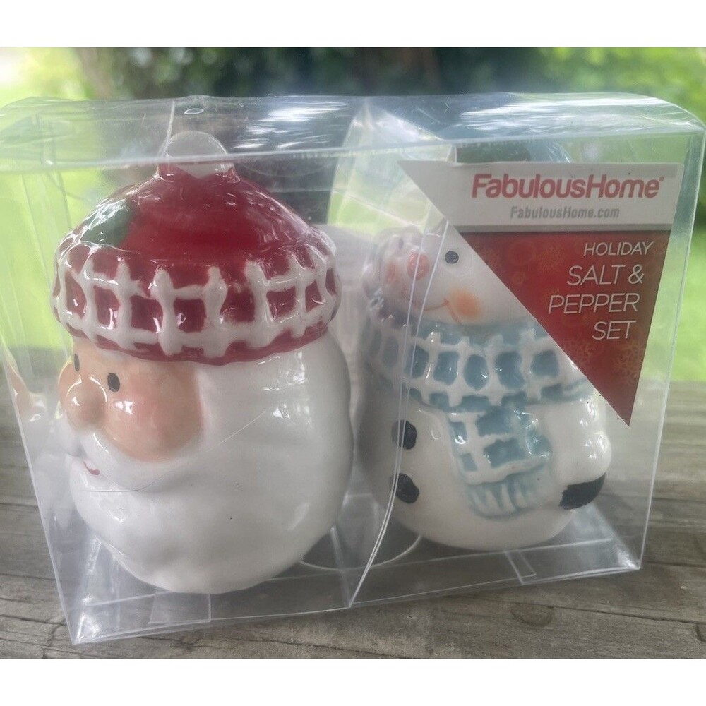 Vintage Fabulous Home Santa Claus & Snowman Salt & Pepper Shakers ~ NIB